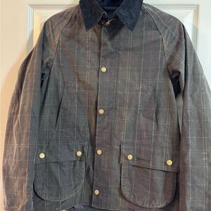 Barbour Boy's Olive Check Waxed Jacket size 12-13 yrs-XL